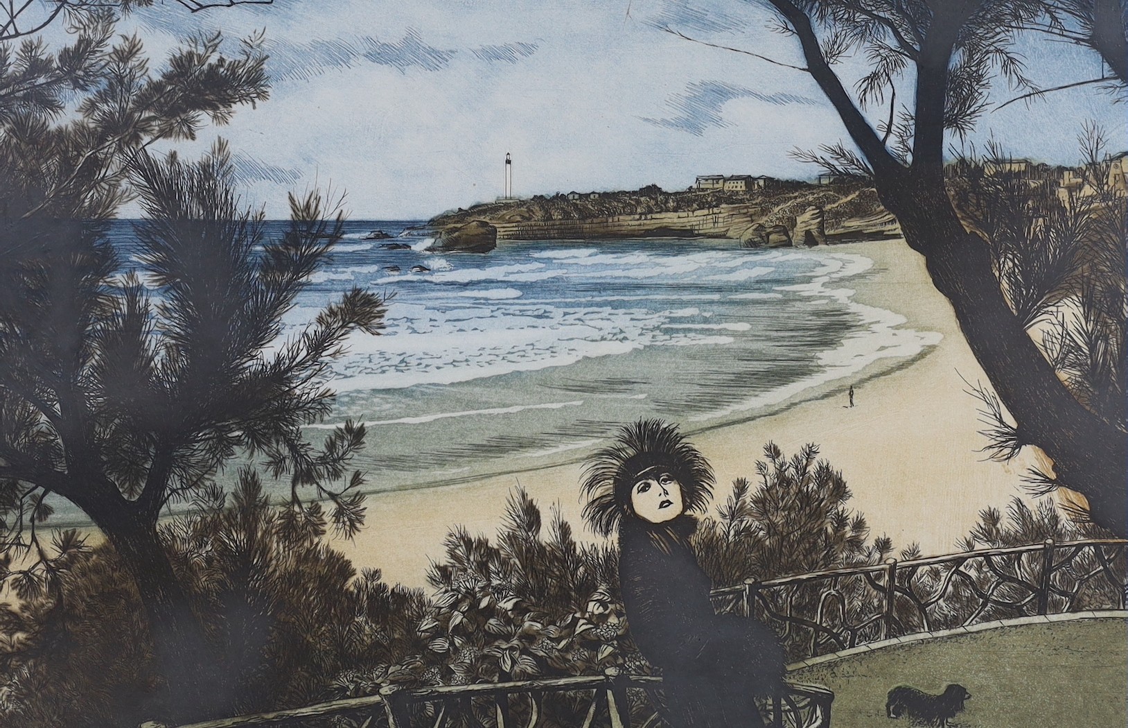 Frank Martin (1921-2005), five limited edition etchings with aquatint, 'All Talking All Singing', 'The Enchanted Lake', 'Barcaville', 'Polanegri' and 'The Brasserie Hoffmann', all signed in pencil and inscribed, largest